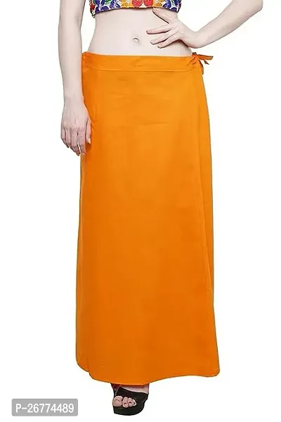 Reliable Orange Cotton Solid Stitched Petticoat For Women-thumb2