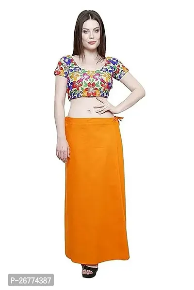 Reliable Orange Cotton Solid Stitched Petticoat For Women-thumb0