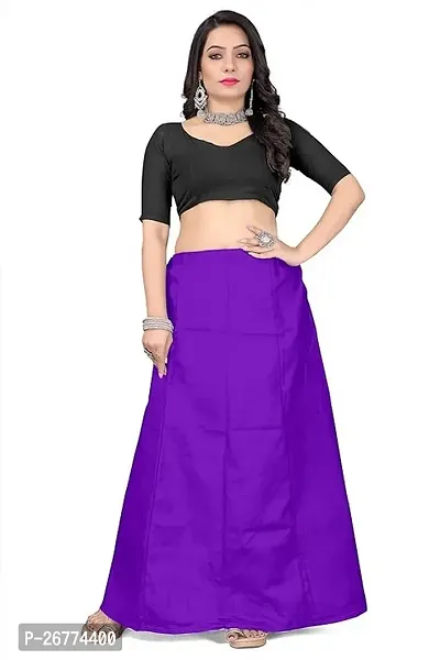 Reliable Purple Cotton Solid Stitched Petticoat For Women