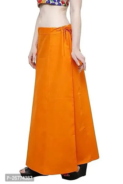 Reliable Orange Cotton Solid Stitched Petticoat For Women-thumb2