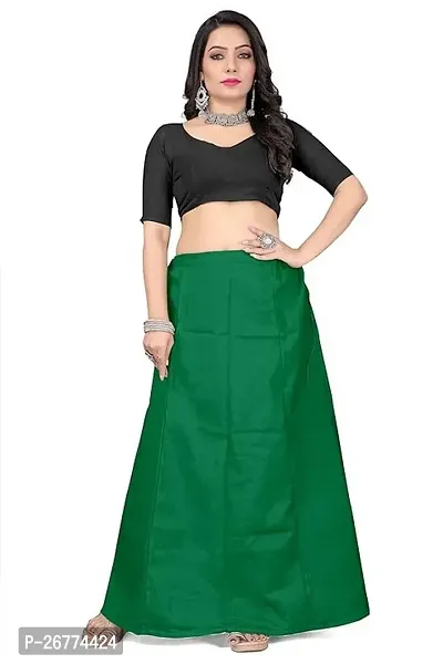 Reliable Green Cotton Solid Stitched Petticoat For Women