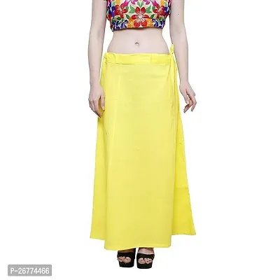 Reliable yellow Cotton Solid Stitched Petticoat For Women