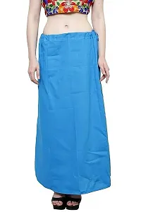 Reliable Blue Cotton Solid Stitched Petticoat For Women-thumb1