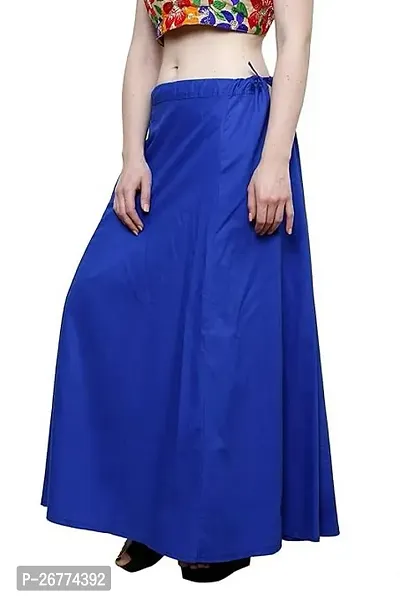 Reliable Blue Cotton Solid Stitched Petticoat For Women-thumb2