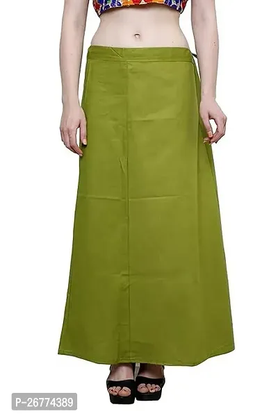 Reliable Green Cotton Solid Stitched Petticoat For Women-thumb0