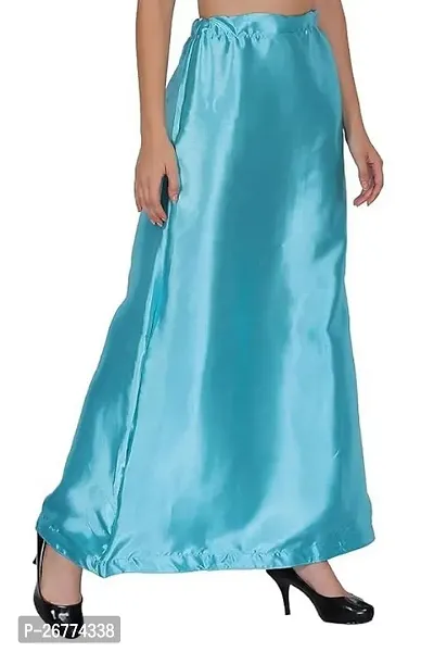 Reliable Blue Satin Solid Stitched Petticoat For Women-thumb2