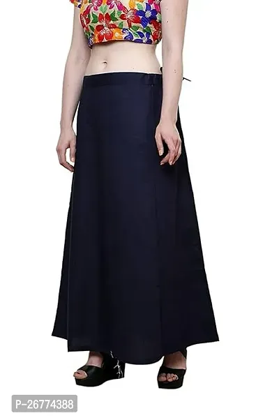 Reliable Blue Cotton Solid Stitched Petticoat For Women-thumb2