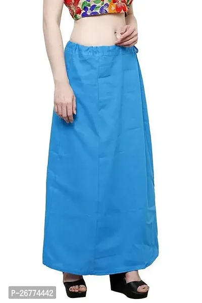 Reliable Blue Cotton Solid Stitched Petticoat For Women-thumb3