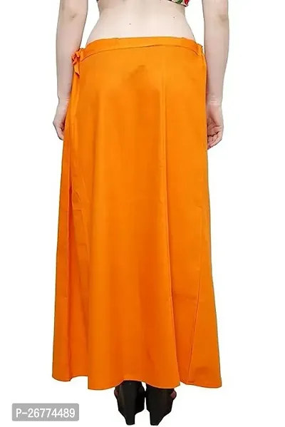 Reliable Orange Cotton Solid Stitched Petticoat For Women-thumb3