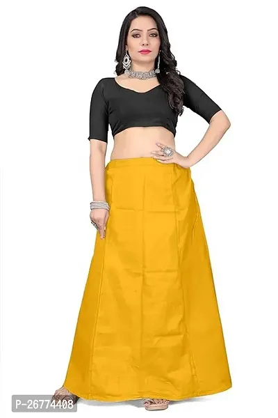 Reliable yellow Cotton Solid Stitched Petticoat For Women