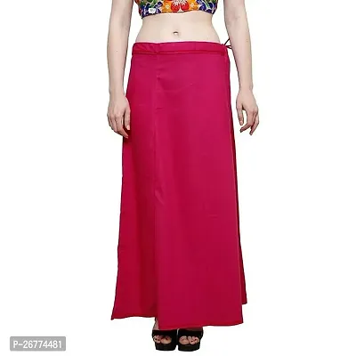 Reliable Pink Cotton Solid Stitched Petticoat For Women