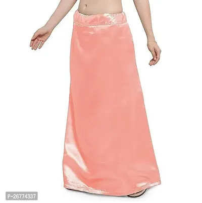 Reliable Pink Satin Solid Stitched Petticoat For Women-thumb2