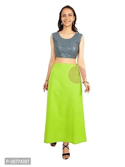 Reliable Green Cotton Solid Stitched Petticoat For Women