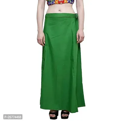 Reliable Green Cotton Solid Stitched Petticoat For Women-thumb0