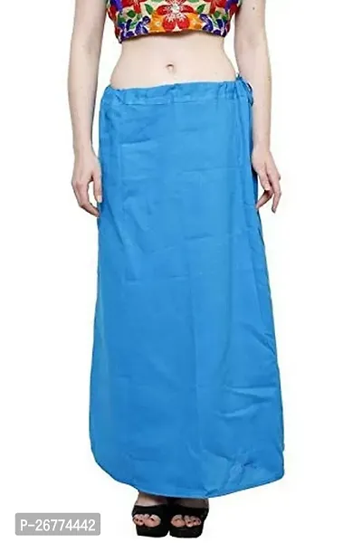 Reliable Blue Cotton Solid Stitched Petticoat For Women-thumb0