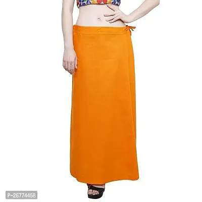 Reliable Orange Cotton Solid Stitched Petticoat For Women-thumb0