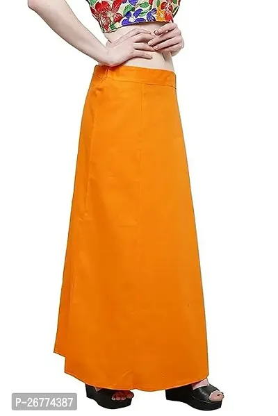 Reliable Orange Cotton Solid Stitched Petticoat For Women-thumb3