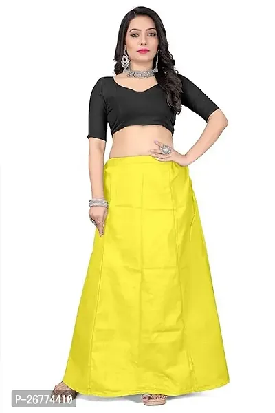 Reliable yellow Cotton Solid Stitched Petticoat For Women