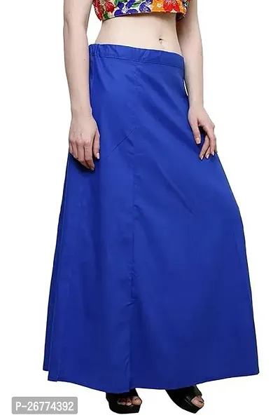 Reliable Blue Cotton Solid Stitched Petticoat For Women-thumb3