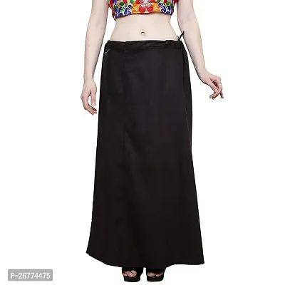 Reliable Black Cotton Solid Stitched Petticoat For Women