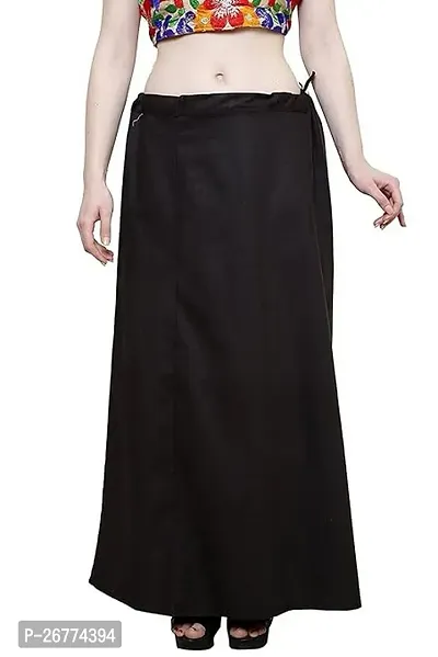 Reliable Black Cotton Solid Stitched Petticoat For Women