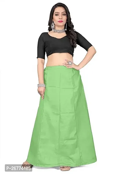 Reliable Green Cotton Solid Stitched Petticoat For Women-thumb0
