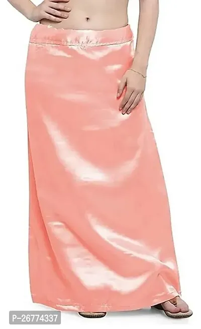 Reliable Pink Satin Solid Stitched Petticoat For Women-thumb0