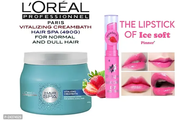 L'Oreacute;al Professionnel Hair Spa \mask Vitalizing Creambath  (490 g) + magic pink tinted lip balm (free)-thumb0