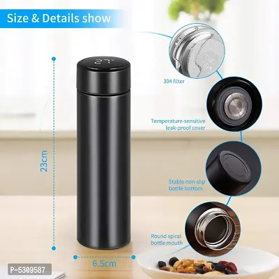 Smart LED Active Temperature Display Indicator Insulated Stainless Steel Hot  Cold Flask Bottle (Black, 500ml)
