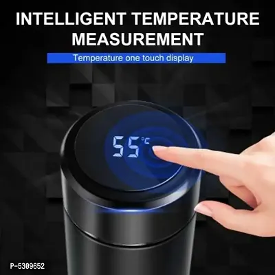 LED Active Temperature Display Indicator Insulated Stainless Steel Hot  Cold Flask Bottle (Black, 500ml)-thumb2