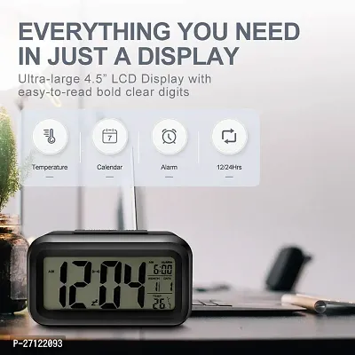 Digital Alarm Clock Table Clock for Students, Home, Office, Corporate with Automatic Sensor, Date  Temperature-thumb4