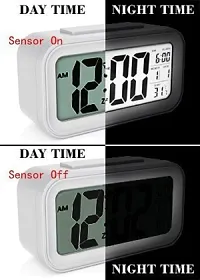 Digital Alarm Clock Table Clock for Students, Home, Office, Corporate with Automatic Sensor, Date  Temperature-thumb1