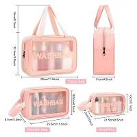 Travel Makeup Pouch Set Toiletries Bag Cosmetic Organizer Bag for Women and Girls Toiletry Storage Kit Set of 3 - Pink-thumb2