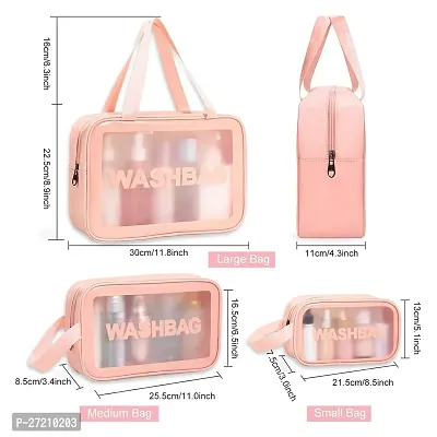 Travel Makeup Pouch Set Toiletries Bag Cosmetic Organizer Bag for Women and Girls Toiletry Storage Kit Set of 3 - Pink-thumb3