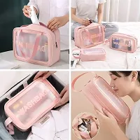 Travel Makeup Pouch Set Toiletries Bag Cosmetic Organizer Bag for Women and Girls Toiletry Storage Kit Set of 3 - Pink-thumb3