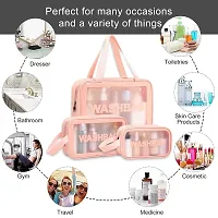Travel Makeup Pouch Set Toiletries Bag Cosmetic Organizer Bag for Women and Girls Toiletry Storage Kit Set of 3 - Pink-thumb1