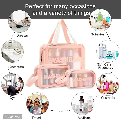 Travel Makeup Pouch Set Toiletries Bag Cosmetic Organizer Bag for Women and Girls Toiletry Storage Kit Set of 3 - Pink-thumb2