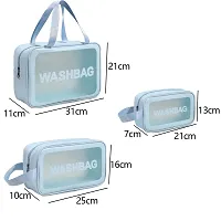 Clear Makeup Pouch Set, Cosmetic Organizer Bag for Women and Girls Travel Waterproof Toiletry Storage Kit (Set of 3 Light Blue)-thumb2