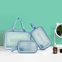 Clear Makeup Pouch Set, Cosmetic Organizer Bag for Women and Girls Travel Waterproof Toiletry Storage Kit (Set of 3 Light Blue)-thumb3