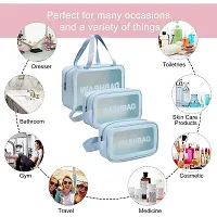 Clear Makeup Pouch Set, Cosmetic Organizer Bag for Women and Girls Travel Waterproof Toiletry Storage Kit (Set of 3 Light Blue)-thumb1