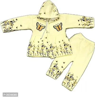 Fabulous Yellow Wool Solid Top With Bottom For Girls
