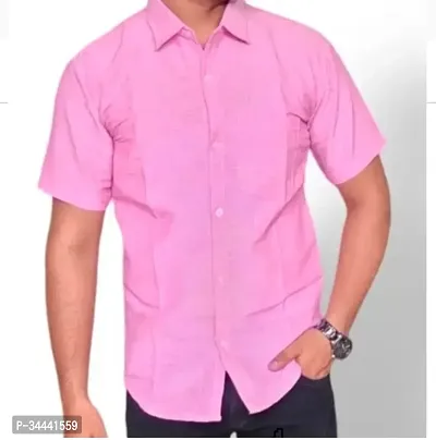 Stylish Khadi Cotton Solid Short Sleeves Casual Shirts For Men-thumb0