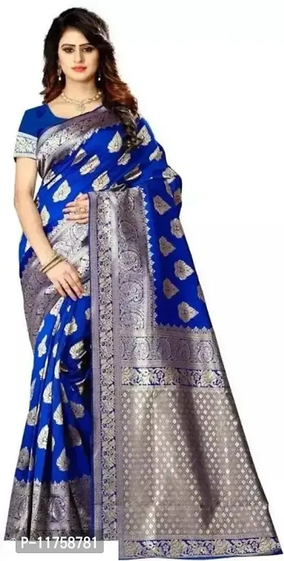 Women Litchi Silk Jacquard Saree with Blouse piece-thumb0