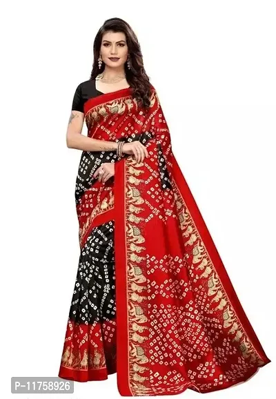 Women Art Silk Printed Bandhani Saree with Blouse piece-thumb0