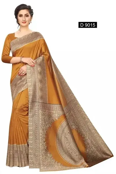 NITA CREATION Kalamkari Woven Saree For Women With Blouse Piece Khadi Silk Material (Mustard Yellow)