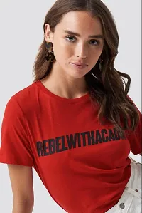 Fashion-Printed  Red T-shirt For Women and Girls-thumb2