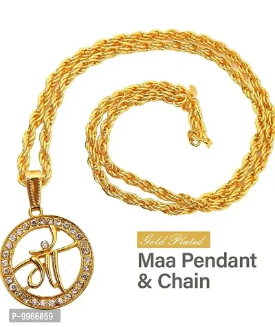 Trendy Gold Plated Maa Pendant Neck Chain for Mens