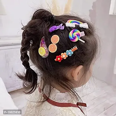 SUNBIRD 14 Pcs Multi Unicorn Ice Cream Hair Clips Set Baby Hairpin For Kids Girls Toddler Barrettes Hair Accessories (random colour) (pack of 14, Purple colour)-thumb4