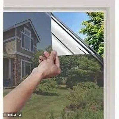 SUNBIRD Mirror Window Film Daytime Privacy, Sun Blocking Heat Control Anti UV Reflective Film Static Cling Window Tint for Home Office Living Room (20 X 42_inch, Silver Window Film)-thumb2