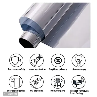 SUNBIRD? 1Pcs 17.7In by 78.7In One Way Window Film Reflective Silver Mirror Window Tint Self-Adhesive Decal Glass Film for Home Privacy Protection-thumb2